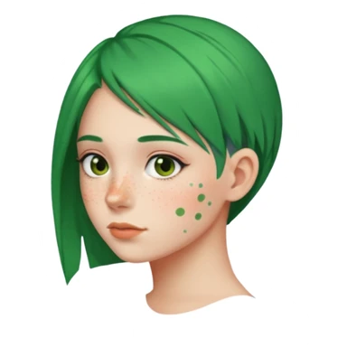 girl with side of head shaved green hair sticker