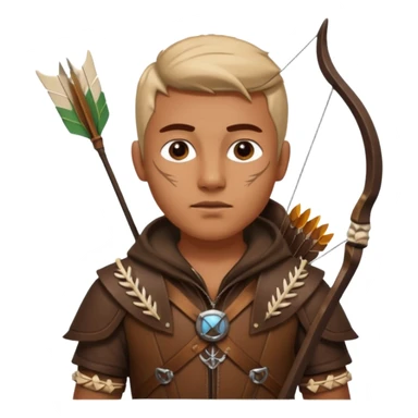 The classic hunter image with a bow and arrow on his back, dressed in brown with some animal made decorations sticker