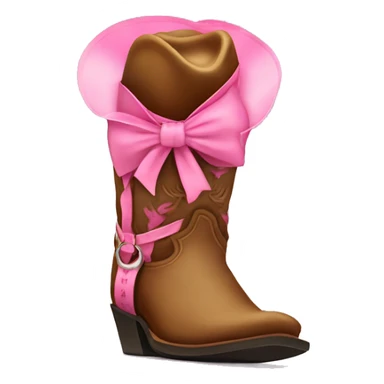 Cowboy boot with pink bow tied on sticker