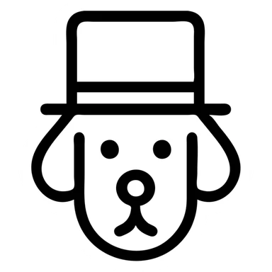 dog with a tophat, minimal line icon sticker