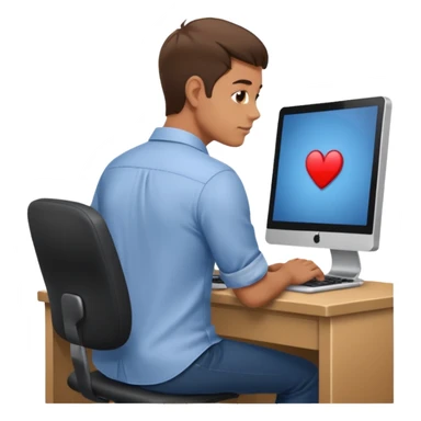 Man with hand on lap moving view from back Infront of computer  sticker