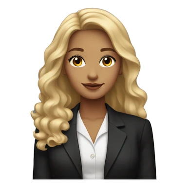A professional young woman with long, wavy blonde hair, brown eyes,dressed in a black blazer over a white blouse. sticker