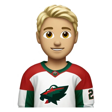 Minnesota wild hockey player boy with jersey with short blonde hair  sticker