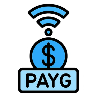 Pay-as-you-connect icon, modern, shades of blue sticker