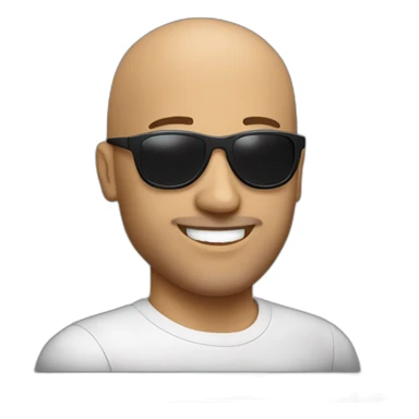 bald tunisian man in his 40 with black sunglasses and small beard and he smiling sticker