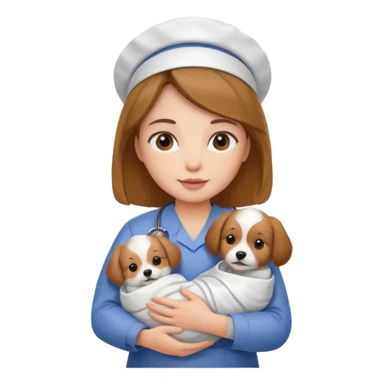 nurse holding baby dog sticker