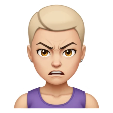 angry feminist fighter with half shaved hair sticker