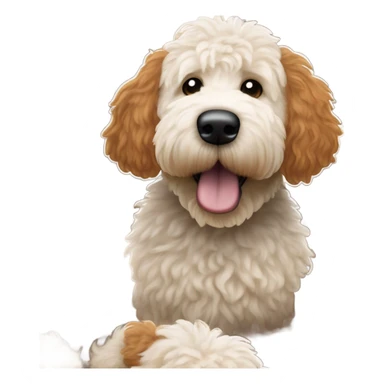 White Goldendoodle as a Cleveland Brown Football   sticker