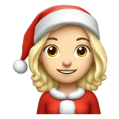 White blond girl as santa claus With hat  sticker