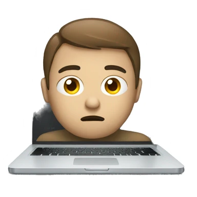 sad Men behind laptop sticker