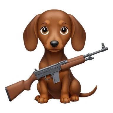 Dachshund dog Holding M16 sticker