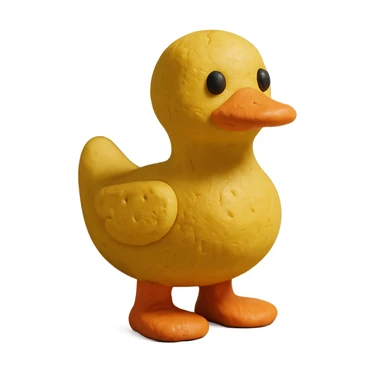 claymation style duck inspired by the DuckDice logo sticker