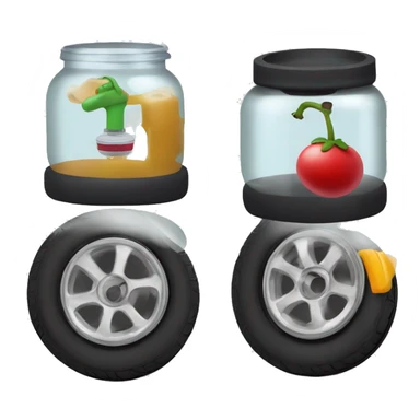use the song "pump the jam" to create the logo of a midget using a tyre pump to pump a jar of jam sticker