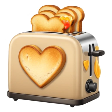 Light Beige heart toaster with toast  sticker