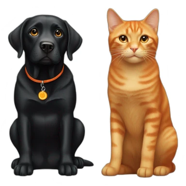 black labrador dog and orange cat sticker
