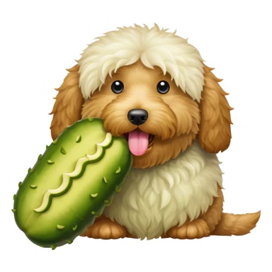 Golden doodle with a pickle  sticker