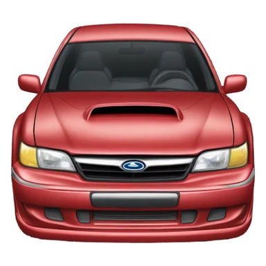 Red 1996 Subaru legacy sedan with gold wheels sticker