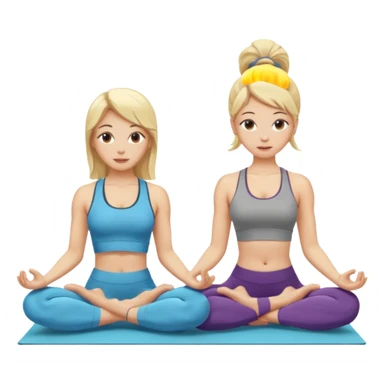 Two women doing yoga both blonde  sticker