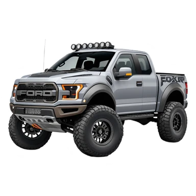 Gray Ford F-150 Raptor with Fox Shocks 3.0 Race Series Front & Rear sticker