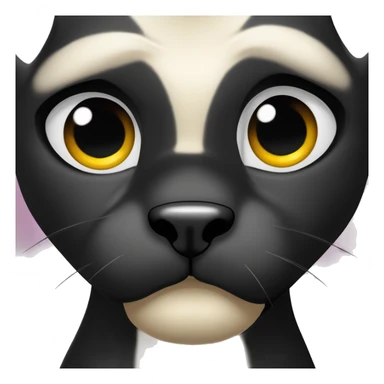 Un emoji de pantera negra con un rostro de alerta. Tendría orejas puntiagudas y ojos brillantes, sin manchas visibles en el cuerpo. La expresión sería intensa y misteriosa, destacando la elegancia del animal. se tiene que ver el cuerpo enteo sticker