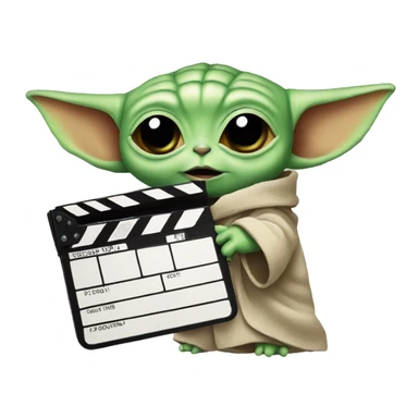 baby yoda holding a clapperboard sticker