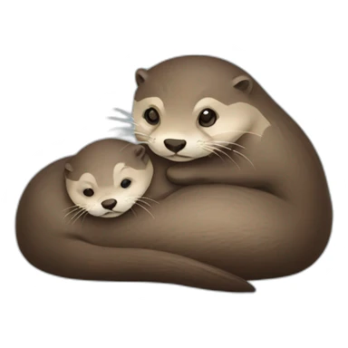 Mother otter with a baby lying on her stomach sticker