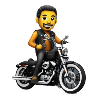 Create an emoji with biker renegade on his harley 883 sportster black sticker