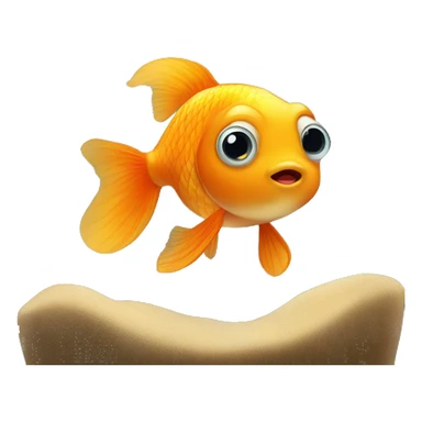 small cute gold fish with big eyes in aquarium sticker