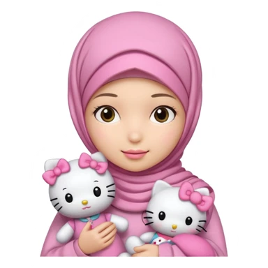 Teen girl wearing hijab and freshness with Hello Kitty doll sticker