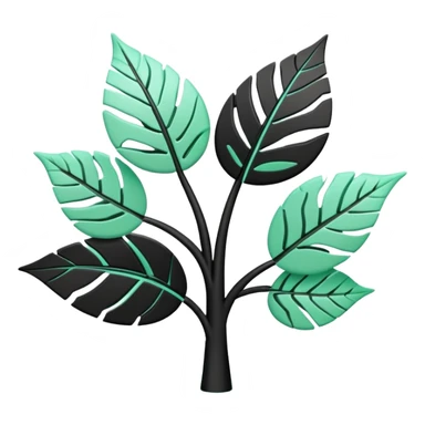 Environnement (Environment), 3D techy icon with black and mint green (#B5F4D3) color scheme, eco-friendly technology with leaf and circuit patterns sticker