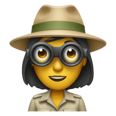 Woman using binocular safari hat sticker