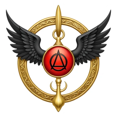 Holy Emblem with black wings and horn and red tetragrammaton in the middle sticker