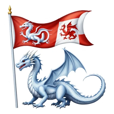Create a flag with a red background and a white dragon like the red dragon of the welsh flag sticker