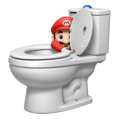 Mario's neck and head only sticking out of the middle of the bowl of a white toilet sticker