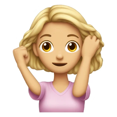 girl pulling her hair behind her ear sticker