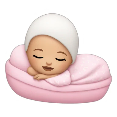 white sleeping newborn in a dress with a barbie logo sticker