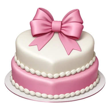 Heart shaped birthday cake with a huge pink bow and white vintage frosting  sticker