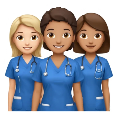 Genera un emogis de 4 enfermeras juntas sticker