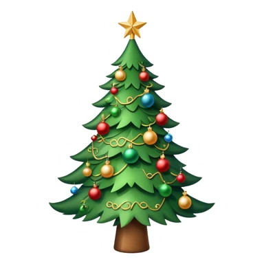 Christmas tree with ornaments and a star on top sticker