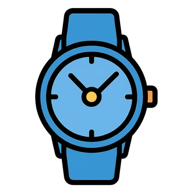 blue watch icon, color outline style sticker