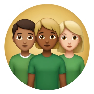 three people with a curcle that unites them with golden and green colours sticker