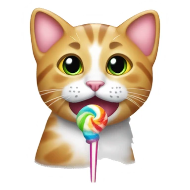 Cat with rainbow lolipop sticker