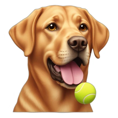 Red labrador with a tennis ball on his mouth sticker