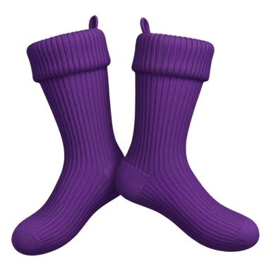 A 3D cartoon pair of cozy knitted socks with ribbed pattern and soft texture, folded neatly, Memoji-style rendering. sticker