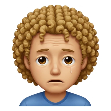 man crying with curly hair sticker