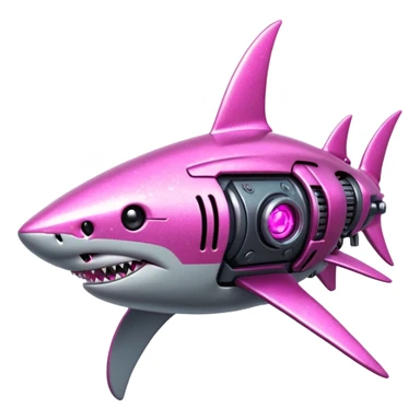 glitter mech shark pink cyberpunk sticker