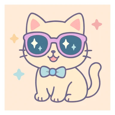 cat wearing sunglasses, cute and cheerful sticker