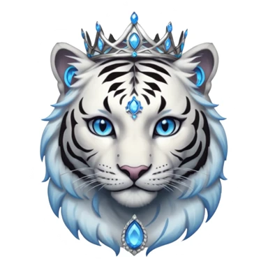 ESO Female white/black tiger khajiit leader of the umbral rose, glowing blue eyes, glowing blue 'third eye' gem; shadow gem silver tiara sticker