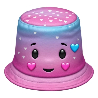 Pink ombre bucket hat with hearts and glitter sticker