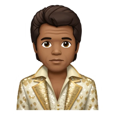 James Brown with dark brown hair, ivory sequin outfit sticker
